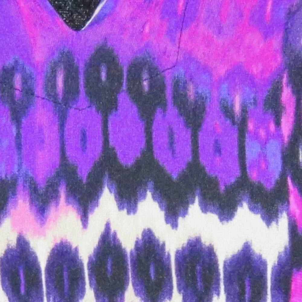 BOGO Jones New York Boho Abstract Purple pink black tunic blouse Top LG Petite - Picture 2 of 8